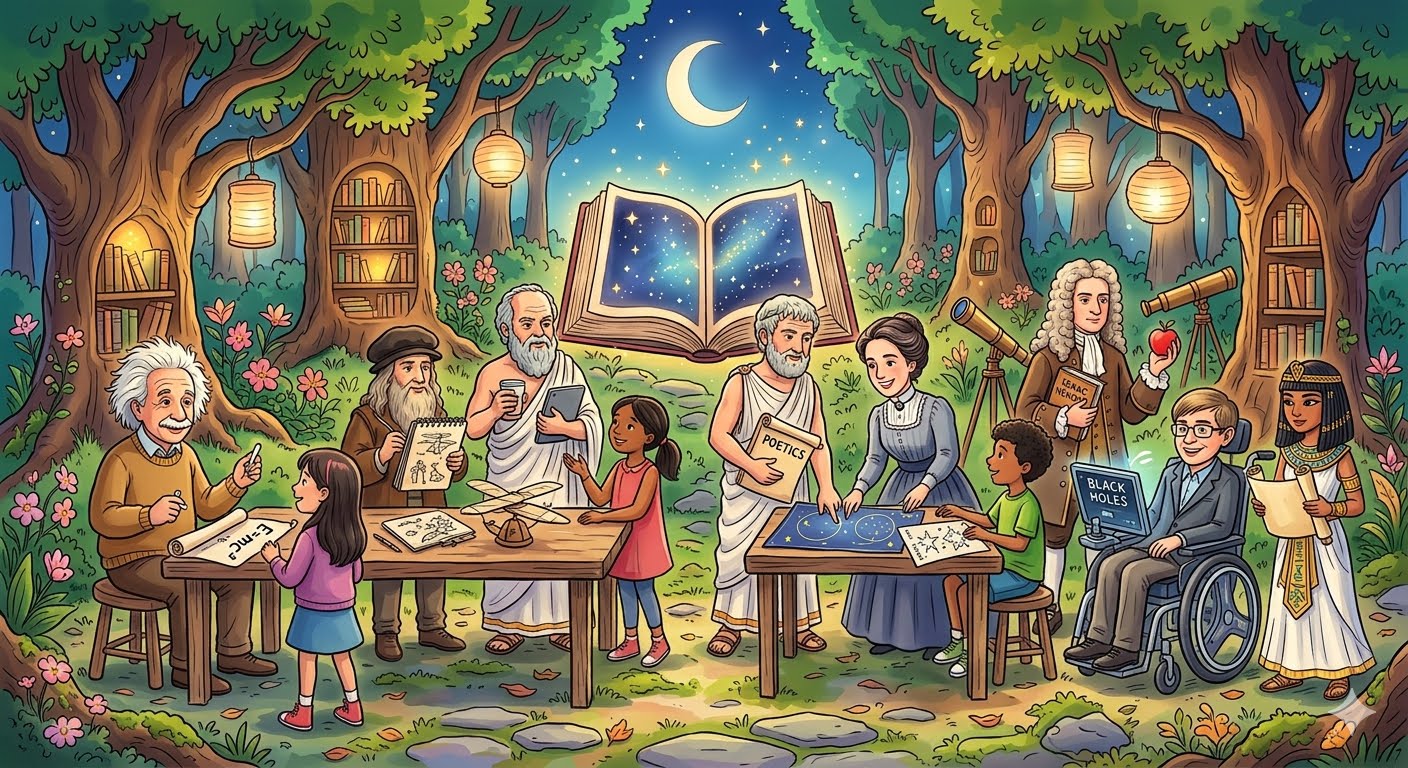 Great minds teaching kids under the tree houses